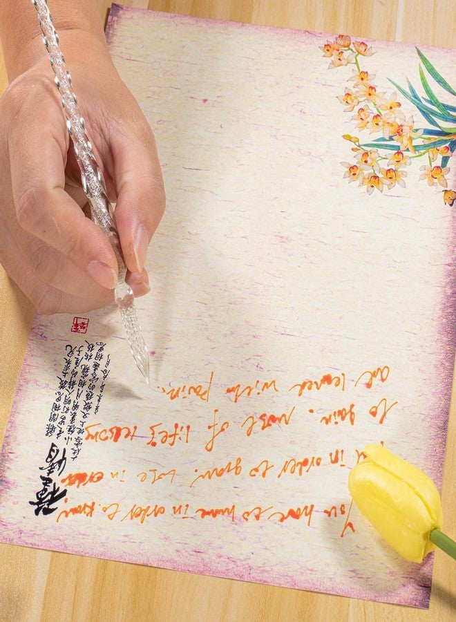 Molshine Handmade Glass Dip Pen Crystal Calligraphy Pen Signature Dipped Pen for Artist Women Men Teens,Writing Drawing Decoration Gifts (Silvery) - Image 5