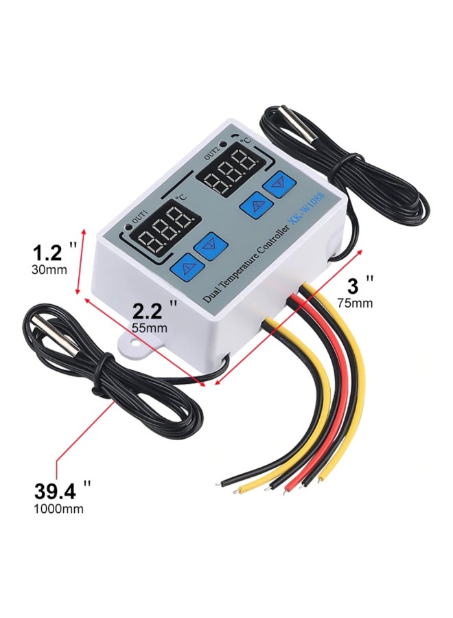 اليشمك جهاز تحكم في درجة الحرارة بمنظم حرارة رقمي مزدوج للحاضنة طراز XK-W1088 أبيض - Image 2
