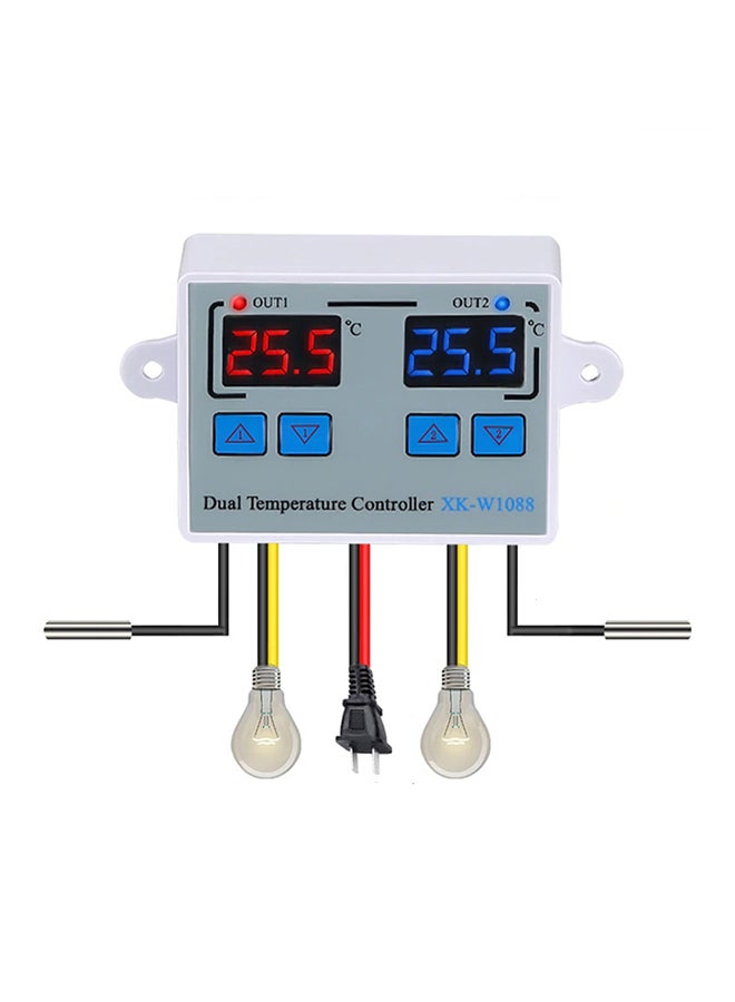 اليشمك جهاز تحكم في درجة الحرارة بمنظم حرارة رقمي مزدوج للحاضنة طراز XK-W1088 أبيض - Image 1