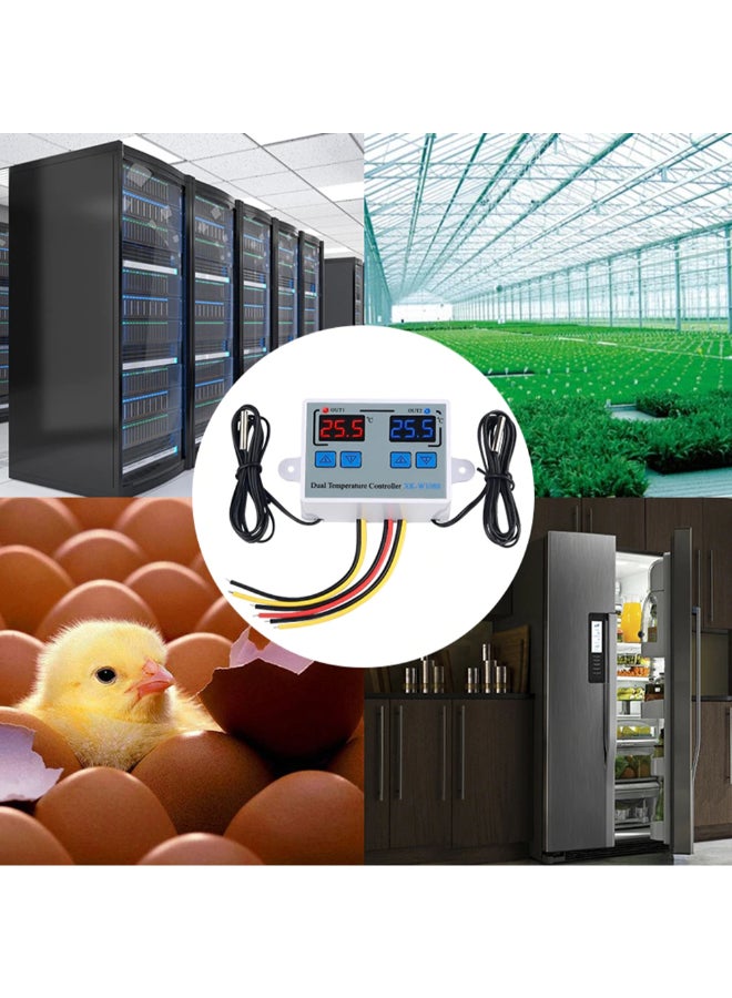 اليشمك جهاز تحكم في درجة الحرارة بمنظم حرارة رقمي مزدوج للحاضنة طراز XK-W1088 أبيض - Image 4