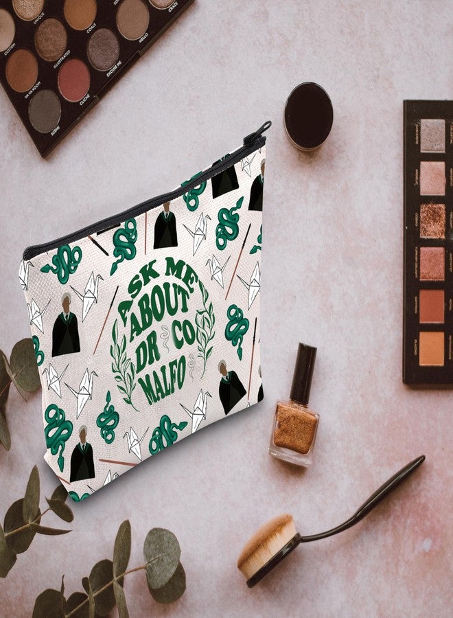 MNIGIU Movie Inspired Magic School Fan Gift Ask Me about Draco Makeup Zipper Pouch for Fans (Dra-co), Medium - Image 5