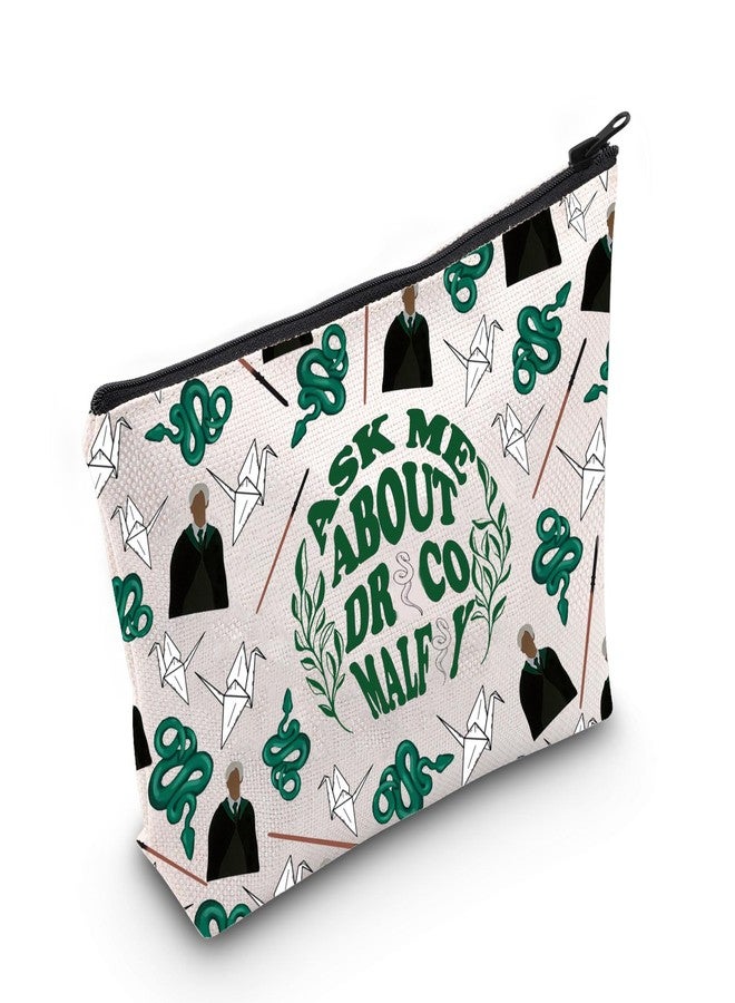 MNIGIU Movie Inspired Magic School Fan Gift Ask Me about Draco Makeup Zipper Pouch for Fans (Dra-co), Medium - Image 1