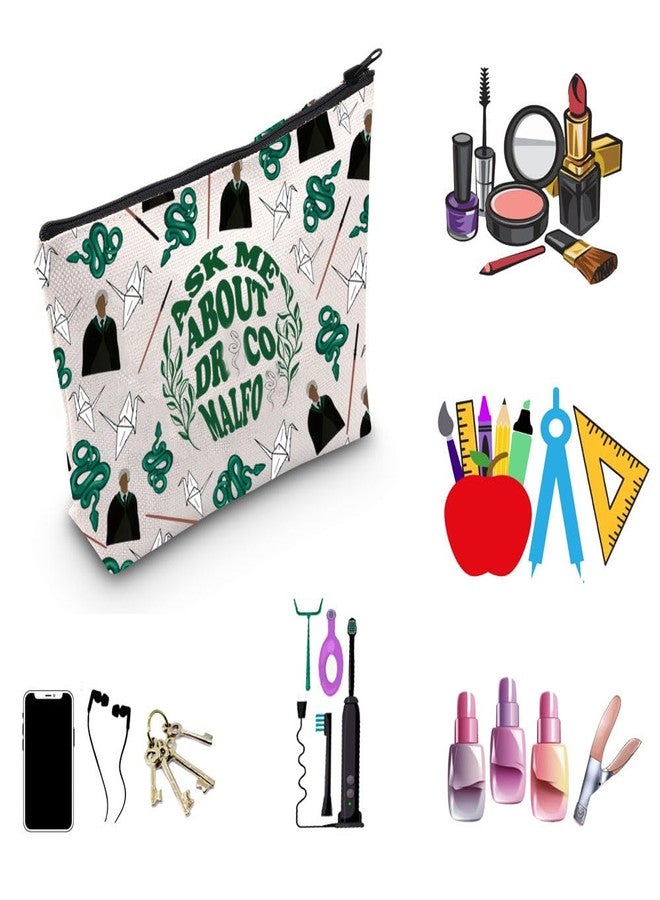 MNIGIU Movie Inspired Magic School Fan Gift Ask Me about Draco Makeup Zipper Pouch for Fans (Dra-co), Medium - Image 4