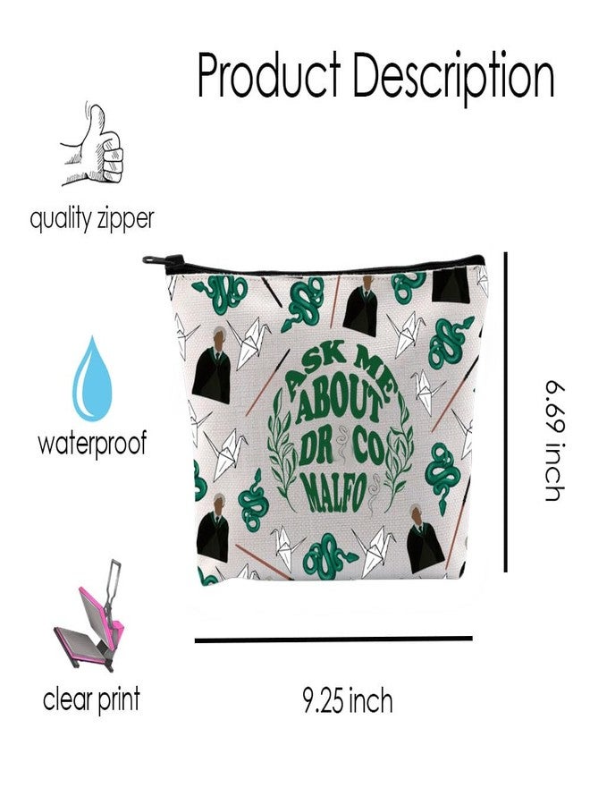 MNIGIU Movie Inspired Magic School Fan Gift Ask Me about Draco Makeup Zipper Pouch for Fans (Dra-co), Medium - Image 3