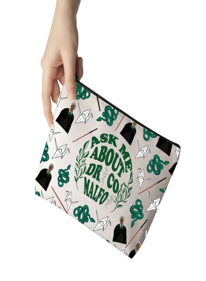 MNIGIU Movie Inspired Magic School Fan Gift Ask Me about Draco Makeup Zipper Pouch for Fans (Dra-co), Medium - Image 2