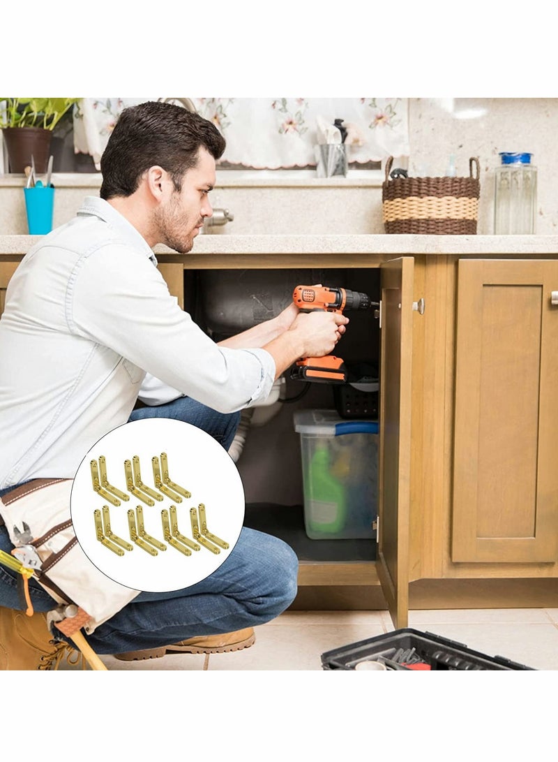 SYOSI حوامل صندوق المجوهرات 90 درجة ملحقات صندوق خشبي مفصلة صندوق زنك سبائك حالة مفصلة مع براغي 20 قطعة حوامل جانبية مفاصل صندوق خشبي صغير مفصلات صندوق خزائن الأجهزة (30 × 30 مم ذهبية) - Image 4