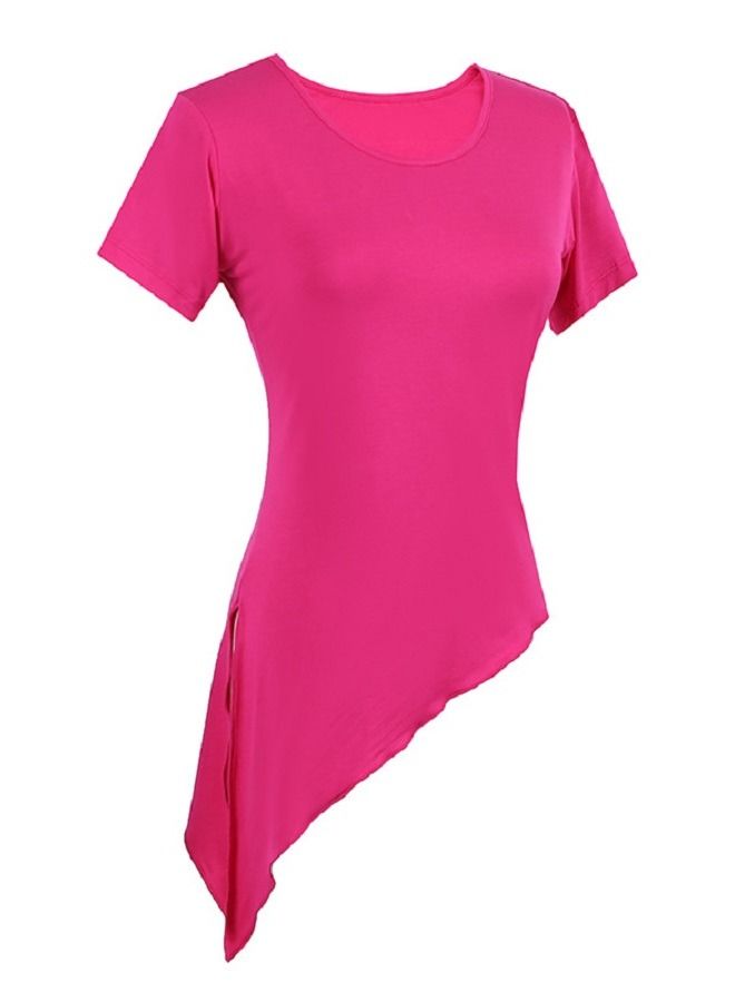 Loquat Women's Dance Practice Clothes With Irregular Split Tops And Short Sleeves 