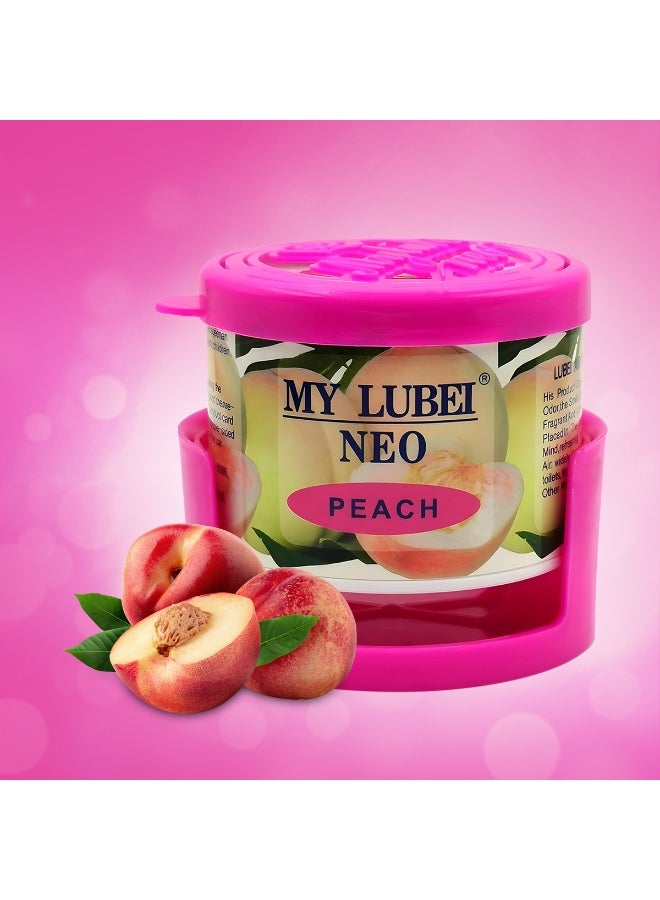 MY LUBEI NEO Peach Gel Air Freshener 90g, No Gas Air Freshening Can for Car Home and Office, Long Lasting Mild Fruit Aroma, Dashboard Cup Holder Placement, Suitable for Bedroom Living Spaces - Image 1