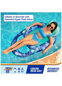SwimWays Swimways Elite Spring Float Recliner Pool Lounger, Inflatable Pool Floats Adult with Fast Inflation, Pool Recliner for Adults up to 250 lbs  - Image 2