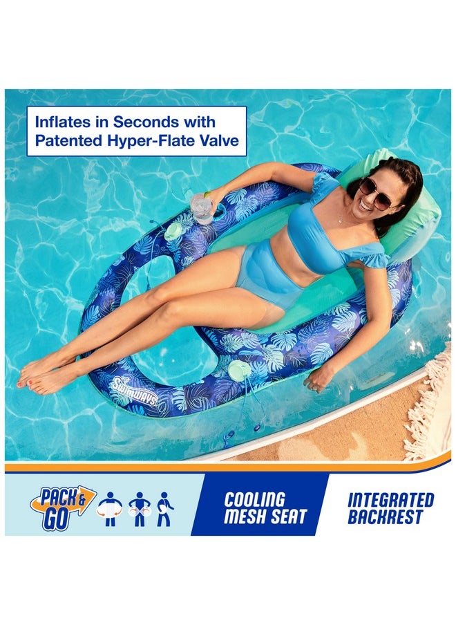 SwimWays - Swimways Elite Spring Float Recliner Pool Lounger, Inflatable Pool Floats Adult with Fast Inflation, Pool Recliner for Adults up to 250 lbs - Image 1