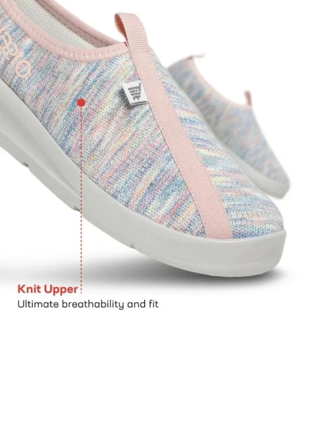 PLAETO Womens Pink Multi-Color Knit Slip-On Sneakers
