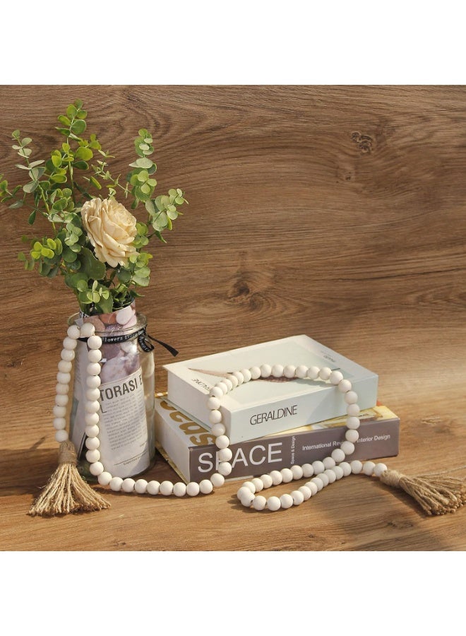 150 cm Wood Bead Garland with Tassels, Farmhouse Rustic Country Decor Prayer Boho Ramadan Eid Mubarak Wall Hanging Decoration (Nature) - Image 4