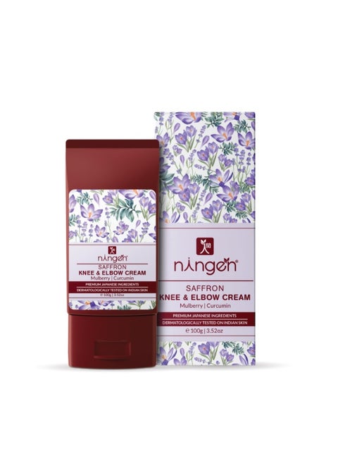 Saffron Knee and Elbow Cream I Enriched with Mulberry and Curcumin Extracts I Dermatologically Tested, Paraben Free I For Light and Bright Dark Joints & Elbows I 100g