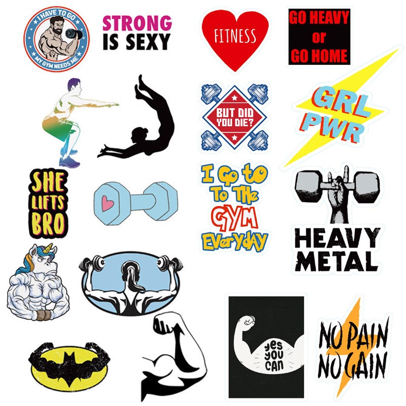 Jofony 100Pcs Fitness Stickers Cute Weightlifting Fitness Sport Vinyl Waterproof Decals For Gym Boys Water Bottle Laptop Birthday Party Gift Supplies Favors - Image 3