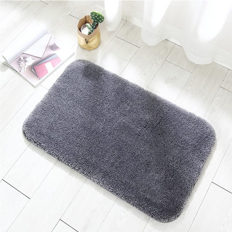 wolpin Anti-Slip Bath Mat (40 x 60 cm) Quick Water Absorbent Diatomite Door Mat Bathmat for Home, Kitchen, Soft & Fluffy Plush Microfiber Grey - Image 4