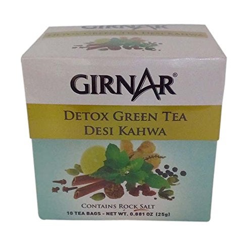 Girnar Detox Green Tea Bags, Desi Kahwa, 10X2.5G Carton, 25 Grams - Image 1