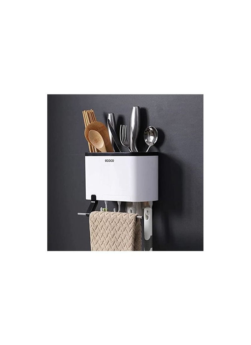 Spaceshoop Chopsticks Tube Wall Mounted Drain Holder with Hooks  - Image 3