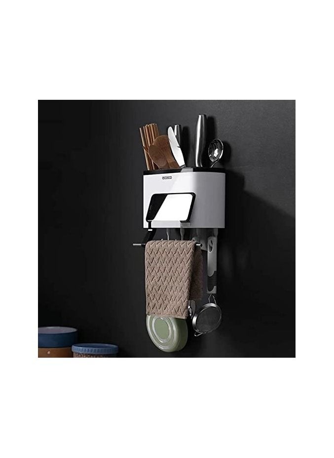 Spaceshoop Chopsticks Tube Wall Mounted Drain Holder with Hooks  - Image 5