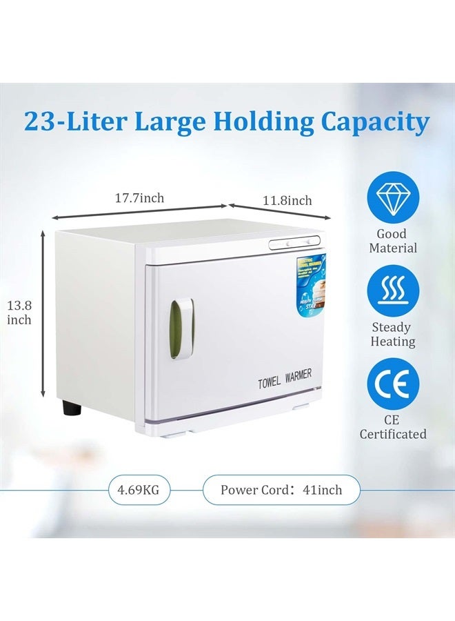 JXSDLIY Hot Towel Warmer Cabinet with LED Light - JXSDLIY 23L Large Capacity Towel Cabinet for Bathroom 2-in-1 Professional Hot Towel Warmers for Facials SPA Massage Salon Heats Up Quick Towel Heater (white) - Image 2
