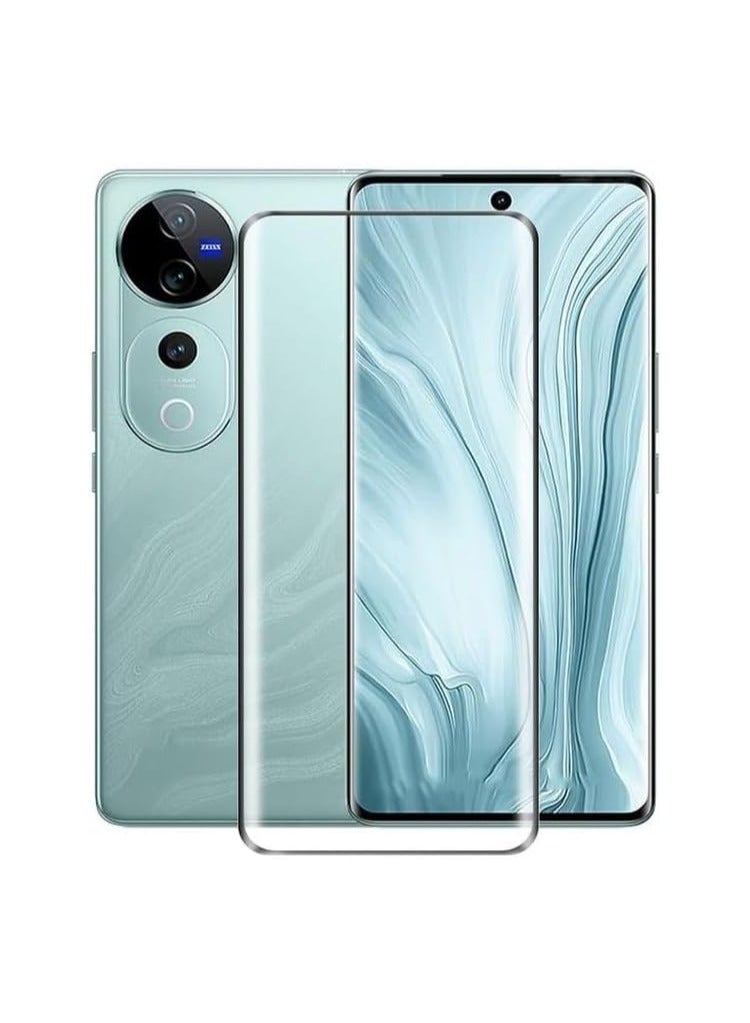 Vivo V40 Screen Protector Vivo V40 Pro Tempered Glass Full Adhesive Full Coverage Bubble-Free Anti Scratch HD Clear High Responsive Screen Protector for Vivo V40/Vivo V40 Pro 5D Black