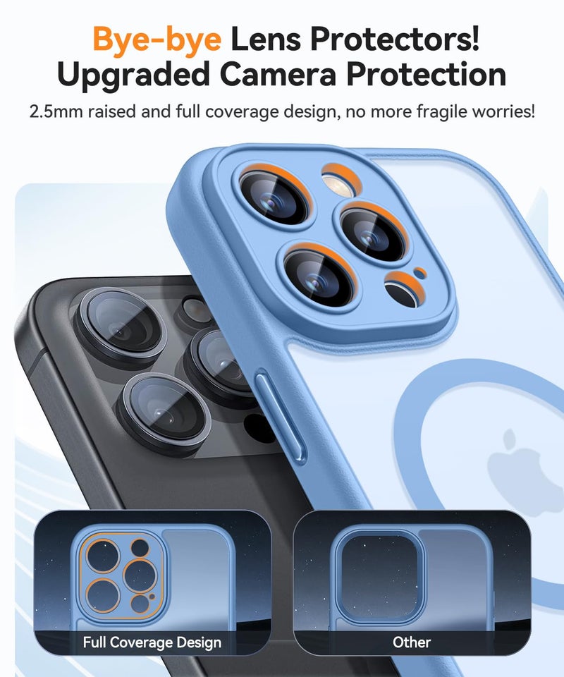 CANSHN Magnetic Compatible with iPhone 16 Pro Max Case, Upgraded [Full Camera Protection] [Compatible with Magsafe] [Translucent Matte] Shockproof Protective Phone Case Cover 6.9 Inch - Light Blue - Image 4