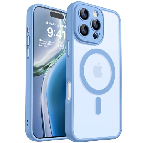 CANSHN Magnetic Compatible with iPhone 16 Pro Max Case, Upgraded [Full Camera Protection] [Compatible with Magsafe] [Translucent Matte] Shockproof Protective Phone Case Cover 6.9 Inch - Light Blue - Image 1