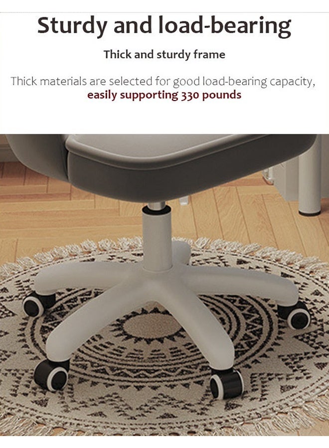Aikenn Makeup Chair, Comfy Fluffy Swivel Modern Leisure Armchair with Wheels, Upholstered Fuzzy Height Adjustable for Teens Women Girls Elegant Home Office, White - Image 5