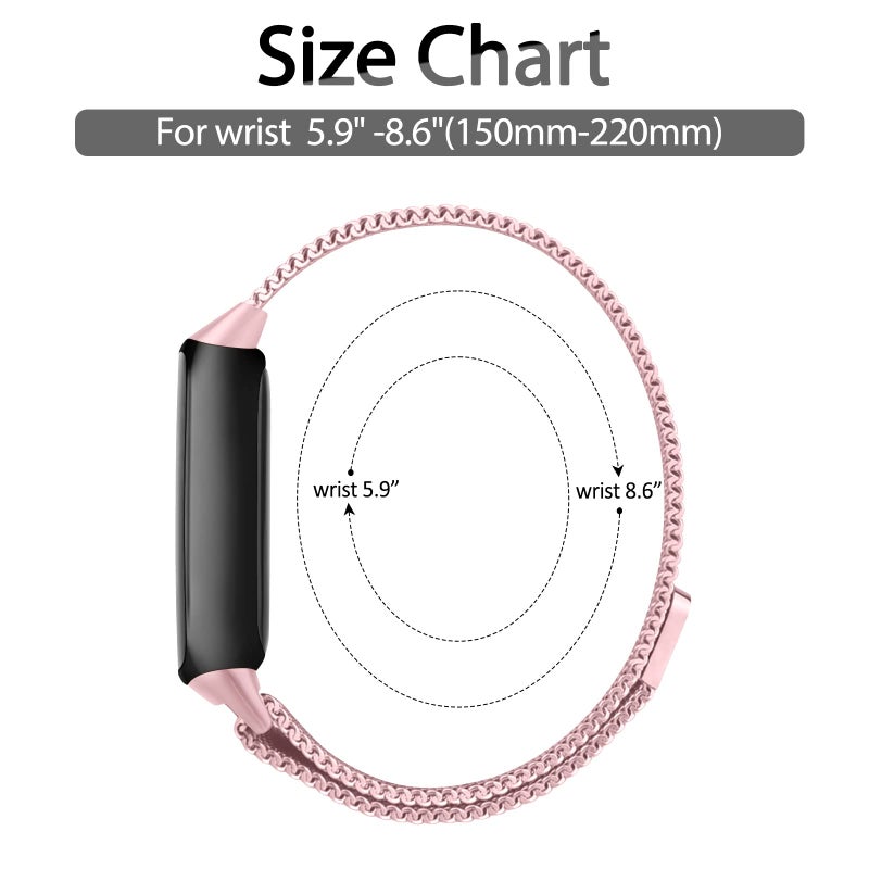 Vanjua Metal Band for Fitbit Luxe Bands Women Men, Stainless Steel Mesh Loop Adjustable Magnetic Wristband Replacement Strap Compatible with Fitbit Luxe Fitness and Wellness Tracker (Rose Pink) - Image 4
