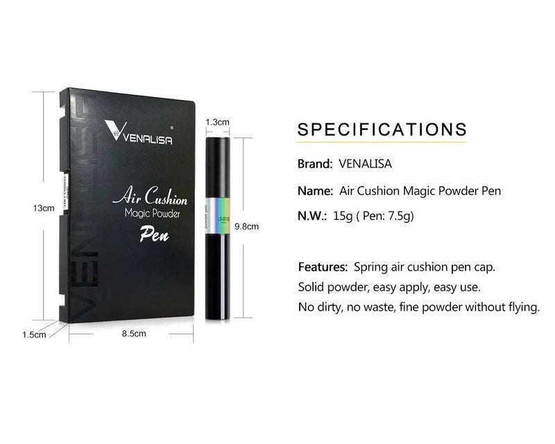 V VENALISA VENALISA Air Cushion Magic Powder Pen 15g nail art Laqcuer Mirror Effect Nail glitter Fast Design manicure Makeup Holographic chrome VenMPPTA26 - Image 5