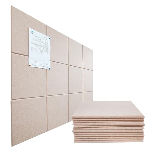 PANSDORE Large Cork Board Alternative, 11.8''x11.8'' 12 Pack Felt Bulletin Board with Safe Removable Adhesive Tabs, Connectable Felt Wall Tiles Bulletin Boards Cork Boards for Walls (Light Pink, 12 Panels) - Image 1