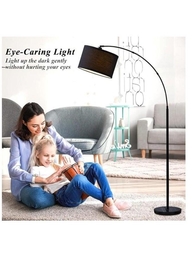 HOMESTAR Floor Lamp for LED Stand Vintage Arc Pole Light with Warm Remote Control Living Room Office Bedroom Marble Metal Black 12W  - Image 3