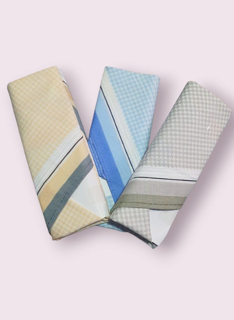 Set of 6 PC Light Colours Handkerchiefs 100% Soft Cotton Premium Collection Handkerchiefs Hanky for Men Emboss Design  - Image 2