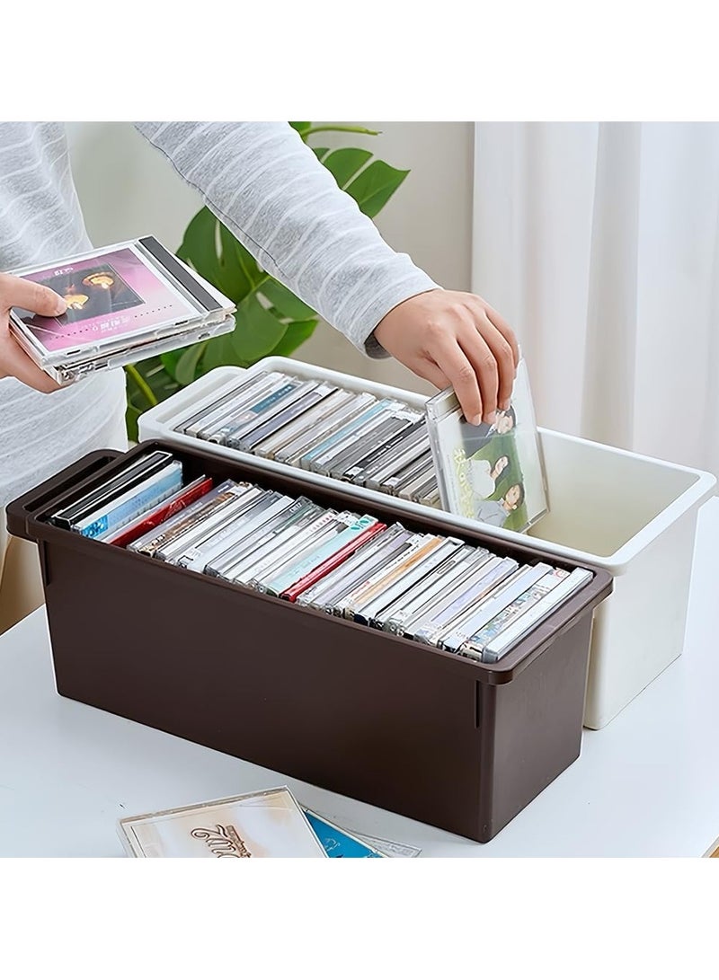 اليسا صندوق تخزين أقراص CD/DVD قابل للتكديس - يتسع لـ 70 قرصًا | حقيبة تنظيم بيضاء للمنزل والمكتب  - Image 4