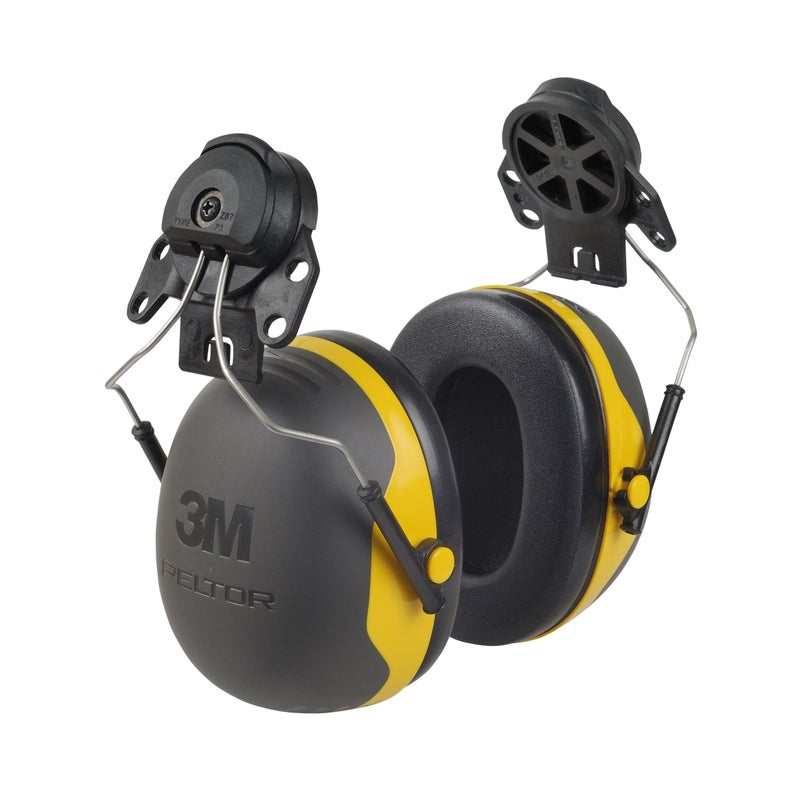 3M PELTOR Hearing Protection Earmuffs, X Series X2P3E, Cap Style Hard Hat Attached, Noise Protection NRR 24 dB, Pack of 1, Construction, Manufacturing, Maintenance, Automotive, Woodwork, Black/Yellow - Image 1