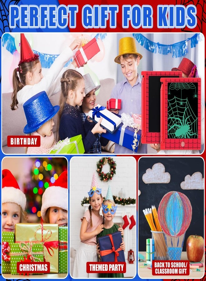 نيزيو مجموعة هدايا حفلات نيزيو على شكل شبكة عنكبوت (6 قطع)، لوحة كتابة LCD صغيرة للأطفال، لوحة رسم إلكترونية قابلة للمسح وإعادة الاستخدام بحجم 4.6 بوصة، مثالية لتزيين الحفلات ومستلزمات أعياد الميلاد. - Image 5