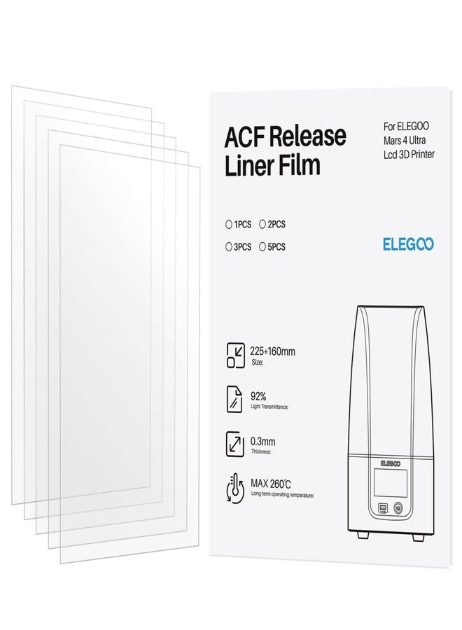 إليجو أغشية ELEGOO ACF للتحرير، 5 قطع، لطابعة Mars 4 Ultra LCD ثلاثية الأبعاد، تتميز بضغط تحرير أقل، وتدعم طباعة أسرع بثلاث مرات، مقاس 225 × 160 مم، وسماكة 0.3 مم. - Image 1
