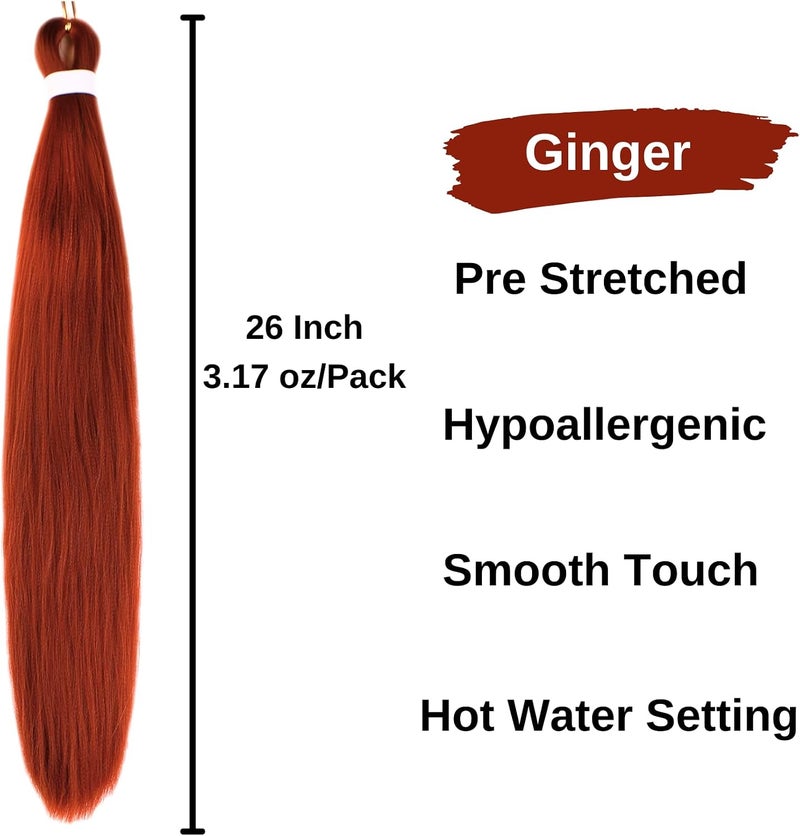 Leticia Ginger Braiding Pre Stretched Curly Deep Wave Boho Hair For Braiding Ez Braid Hair Extensions Colorful Synthetic Braids Boho Braiding Hair-Ginger - Image 2