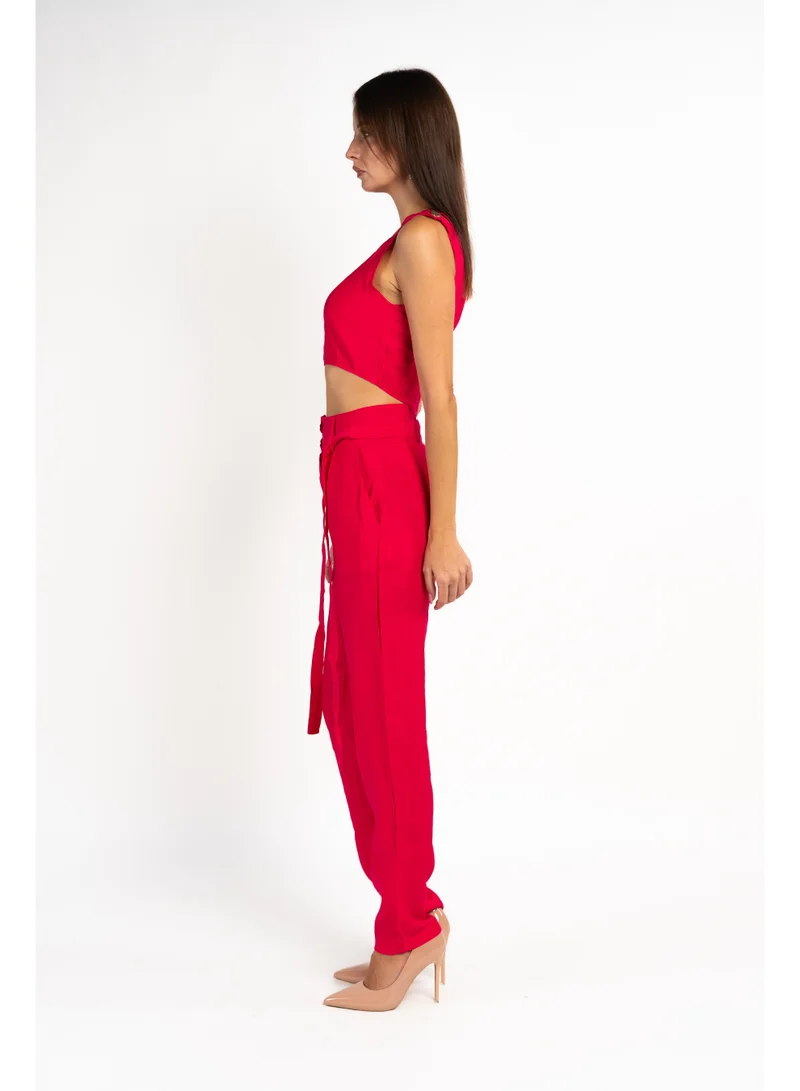 Fashonara  Fuschia Pink Crop Top and Pants Co-Ord Set for Women | Best Price UAE