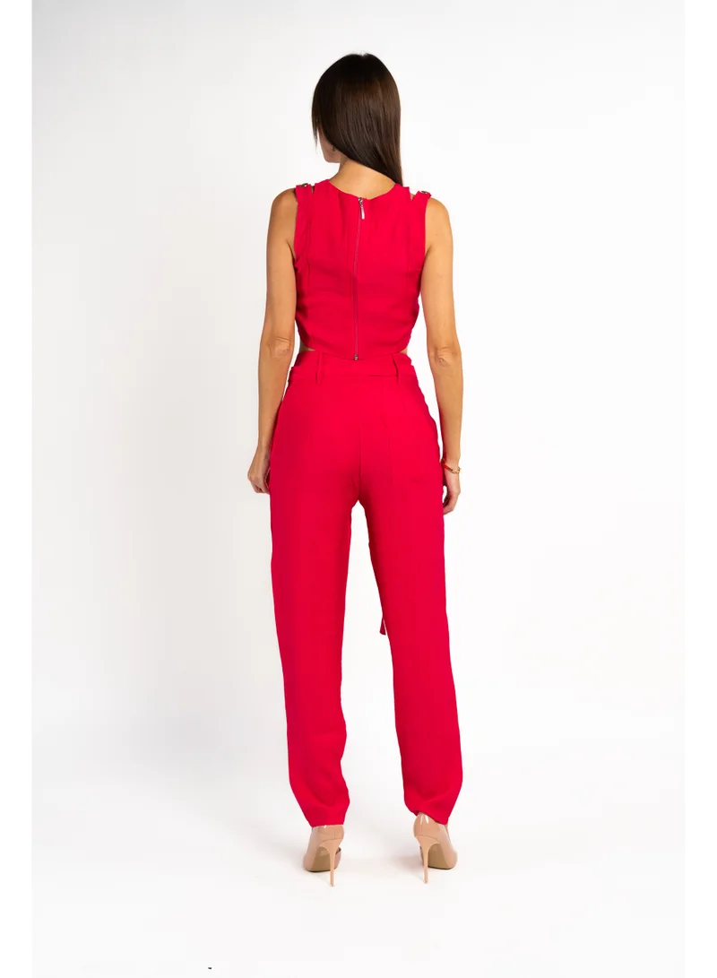 Fashonara Fuschia Pink Crop Top and Pants Co-Ord Set