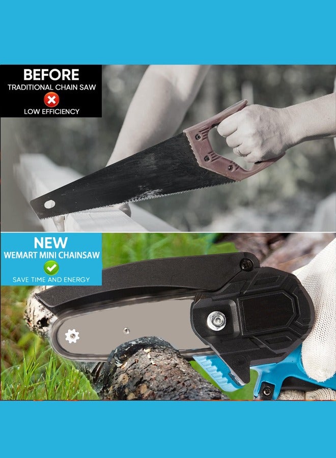 WEMART Upgraded Mini Chainsaw 6 Inch Electric Chainsaw 24V Battery Powered 2000mAh Battery One-Hand Portable Electric Saw for Wood Cutting Tree Branch Trimming Wood Cutting Gardening - Image 5