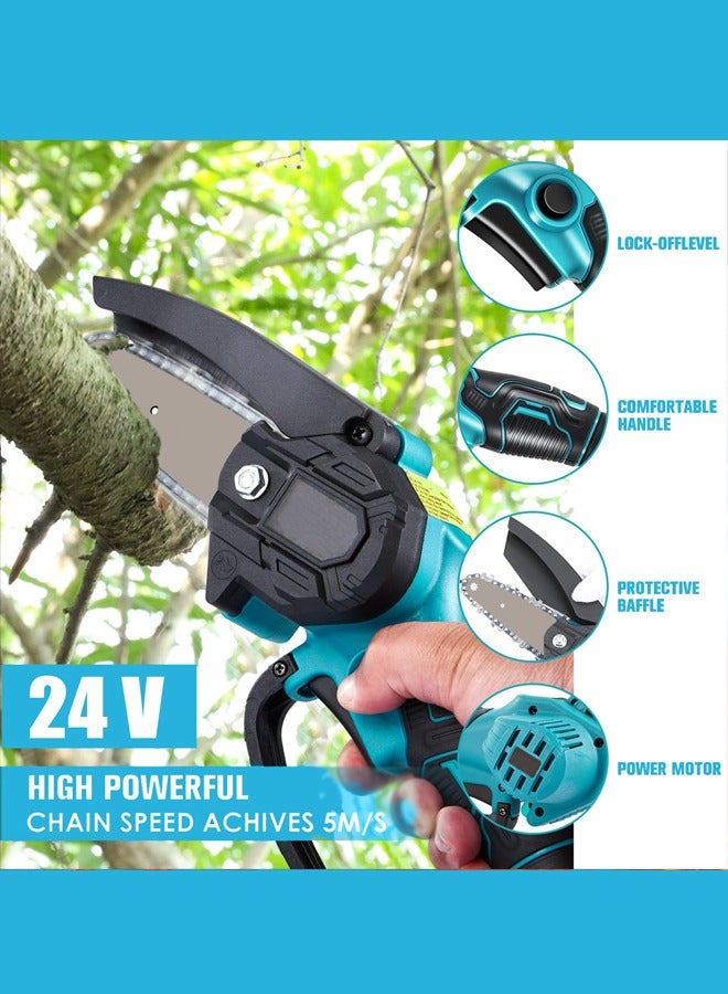 WEMART Upgraded Mini Chainsaw 6 Inch Electric Chainsaw 24V Battery Powered 2000mAh Battery One-Hand Portable Electric Saw for Wood Cutting Tree Branch Trimming Wood Cutting Gardening - Image 4