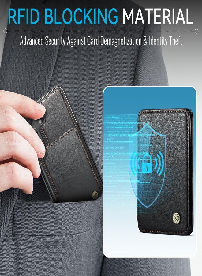 Usroom Compatible with Magsafe for Samsung Galaxy S25 Plus Wallet Case Magnetic Card Holder, RFID Blocking 2 in 1 Detachable Kickstand Shockproof Case for Women Men, Black - Image 3