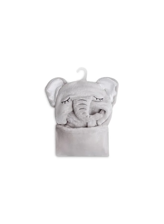 Luna & Lily Hooded Elephant Coral Fleece Blanket 75 x 100 cm