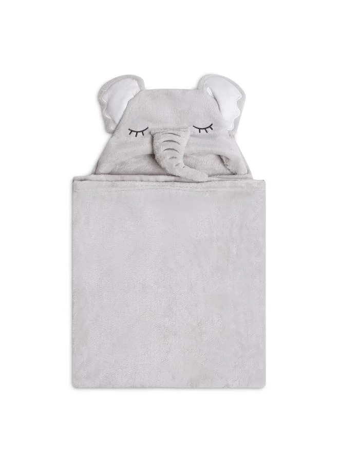 Luna & Lily Hooded Elephant Coral Fleece Blanket 75 x 100 cm