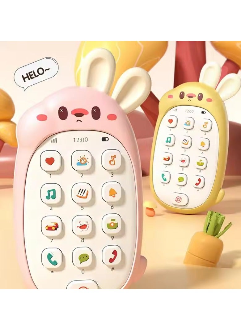 Toy Cell Phone in Cute Bunny Shape Battery Powered Multifunctional Educational Toy for Kindergarten Kids - Image 1