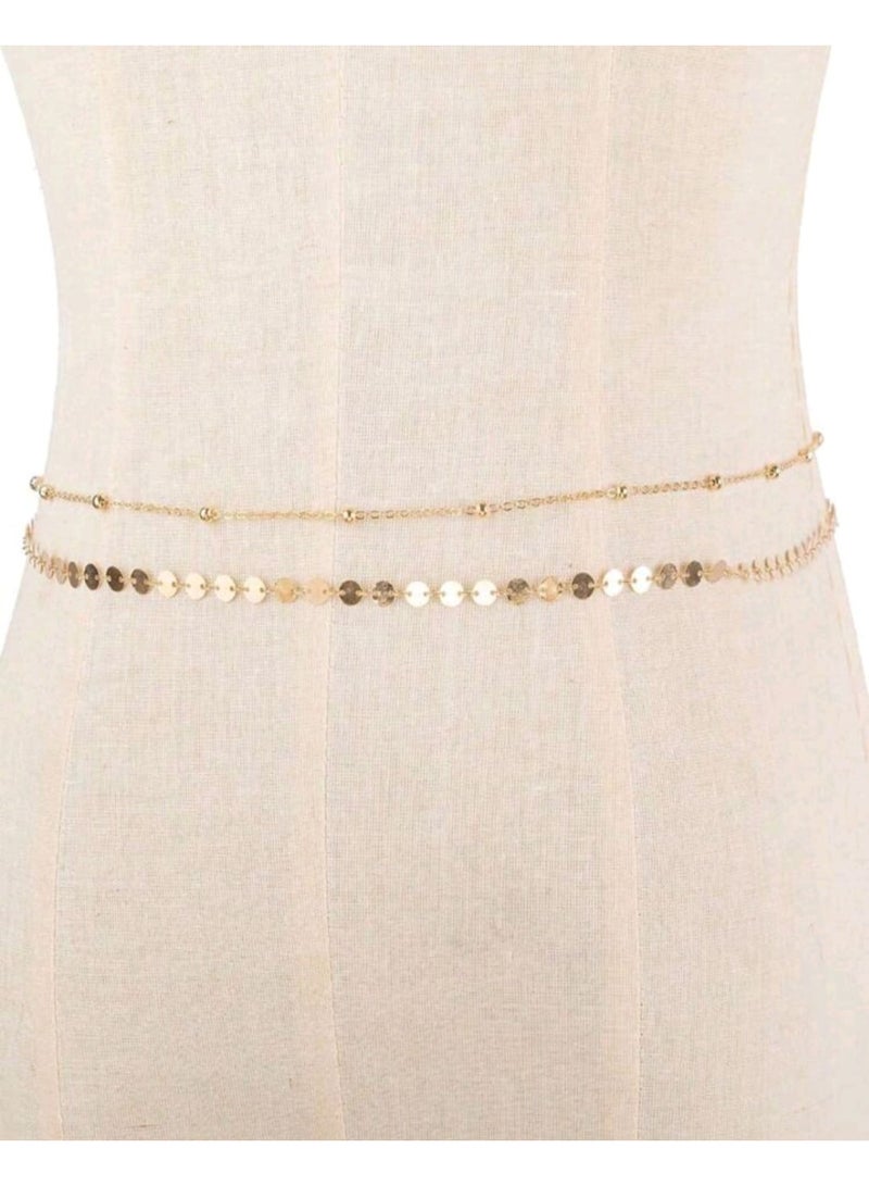 Shein 2pcs Gold Sequin Waist Chain Jewelry Waist Belts, Ideal To Pair With Pants - Image 3