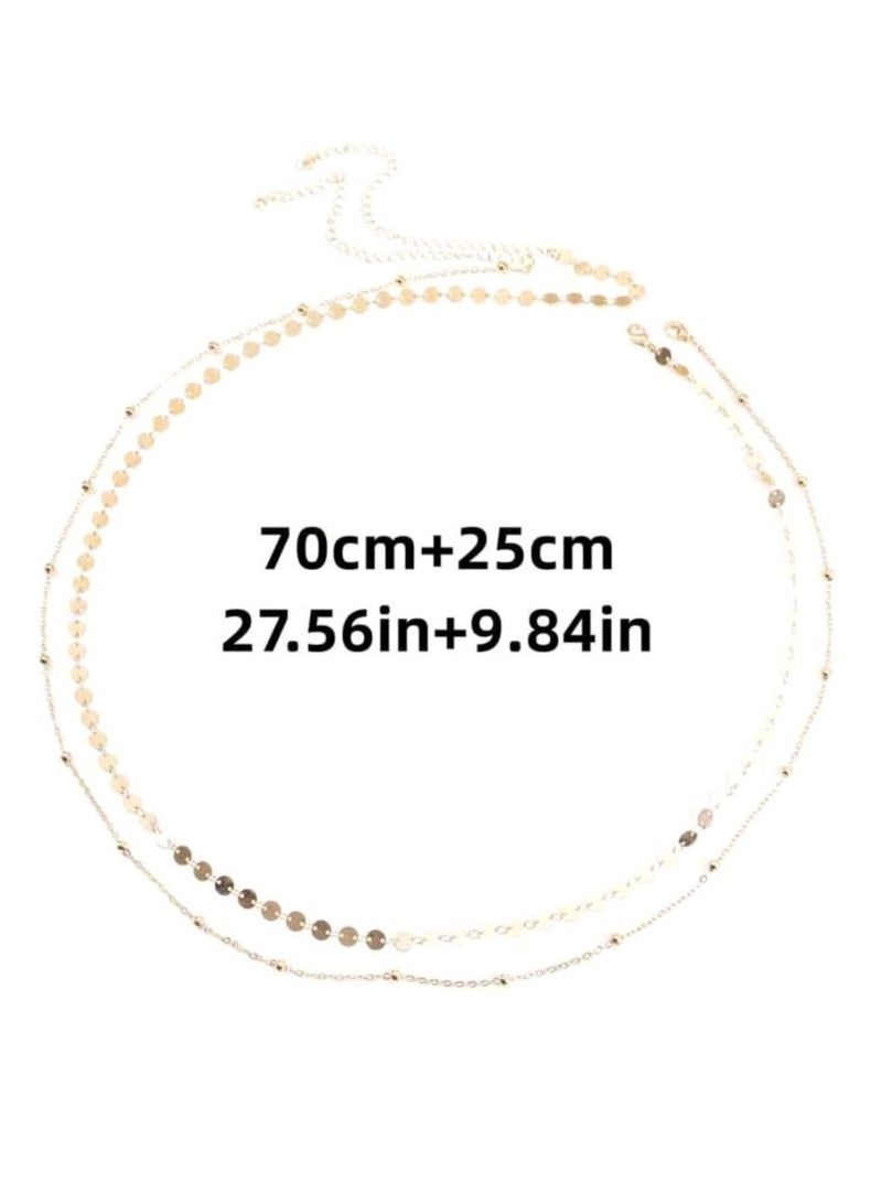 Shein 2pcs Gold Sequin Waist Chain Jewelry Waist Belts, Ideal To Pair With Pants - Image 5