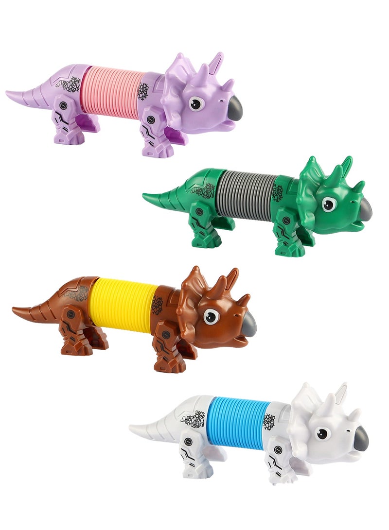 Pack of Four Cute Cartoon Dinosaur Pets Elastic Multi-Form Telescopic Decompression Toys for Children - Image 1