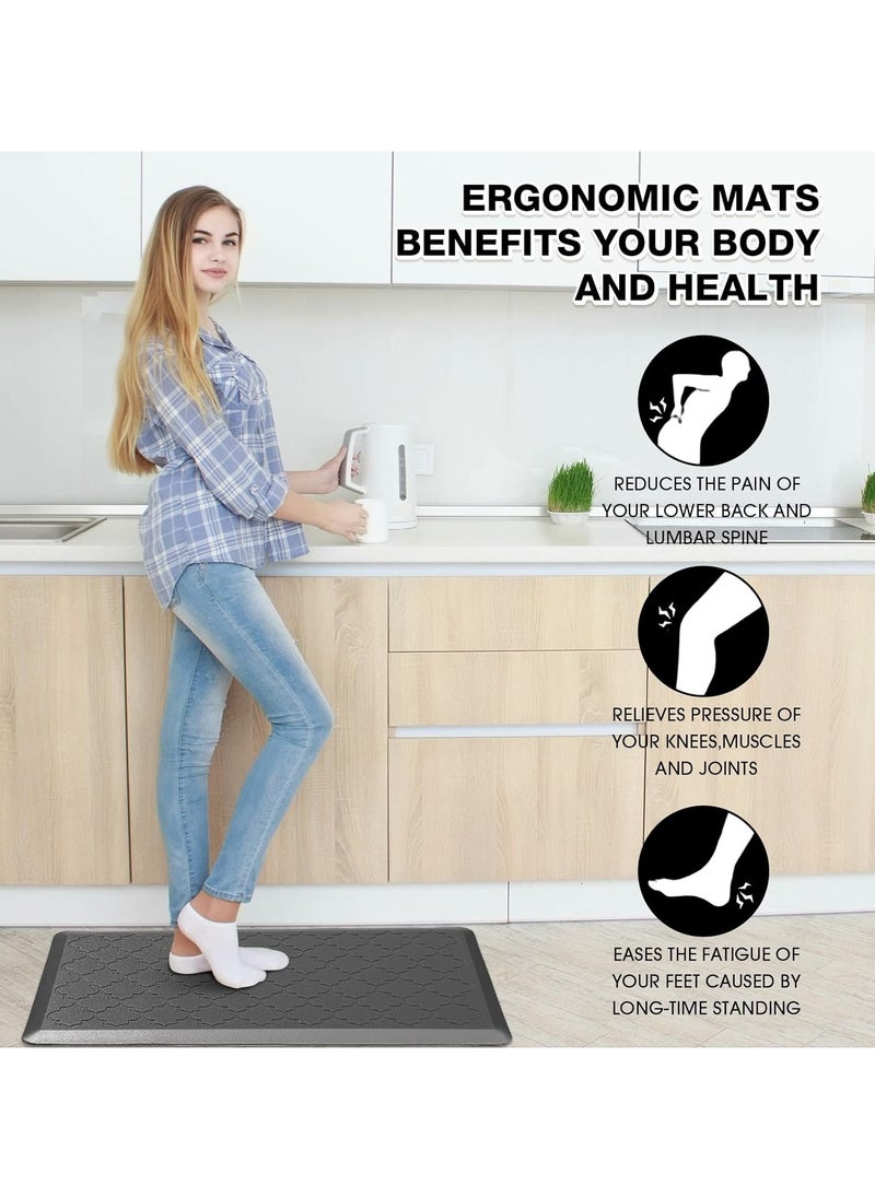 YIM-VIBEHAUS - Kitchen Mat, Cushioned Anti Fatigue Kitchen Rugs, Non-Slip Standing Desk Mat, Waterproof Floor Mat for Office, Sink, Laundry, 44cm x75cm, Black - Image 1