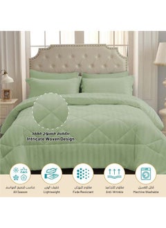 Donetella Hotel Style Super Saver Package 6 Pcs Comforter Set Sage +Mattress Topper + 4 Pillows King Size  - Image 3